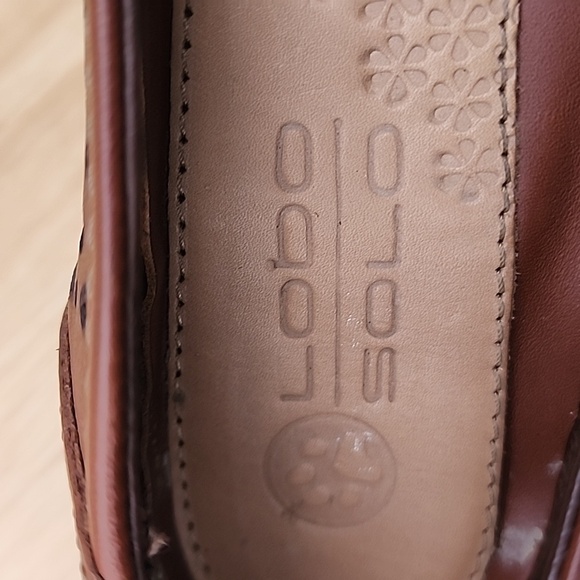 Lobo Solo Brown Padded Laser Cut Design Leather Women's Loafers Size 23.5 / US 6 - Picture 6 of 11